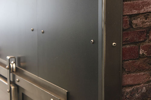 Rivets fireplace wall panel accents
